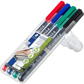 Staedtler 318-WP4 Lumocolor - Bolígrafos universales permanentes, punta fina, 0,6 mm, surtidos, 4 por juego