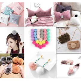 Pack of 10 8 cm Pompoms Faux Fur Rabbit Fur Pompoms, Faux Fur Pom Pom Ball, Plush Balls for DIY Crafts, Hats, Pendants, Decoration, Women, Girls, Bag Pendant, Key Ring, Beige