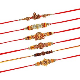 Tuelip Set of 6 Rakhi for Brother Bhai Rakshabandhan Rakhee Thread for Your Bhai Rakhi Threads Raksha Bandhan Gift,Wrist Bands for Loving Sibling