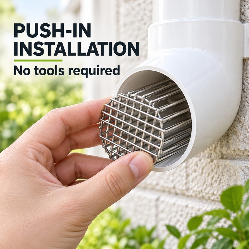 Stainless Steel Downspout Drain Guard, 50/75/110/160mm Anti-Clog Leaf Strainer