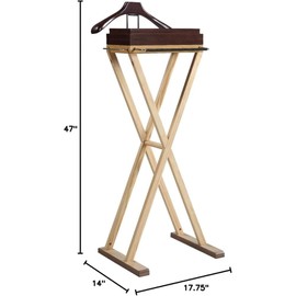 Oakestry Wooden Valet Stand with Hanger Stackable Trays Tie Bars Trouser Bar Space Saving Clothes Organizer for Bedroom Office Closet Elegant Wardrobe Rack for Men and Women