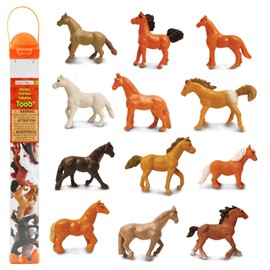 Safari Ltd. Horses TOOB - 12 Hand-Painted Mini Figurines Including Friesian, Haflinger, Stallion, Bay, Chestnut, Jutland, Trakehner, Clydesdale, & more - Educational Toys Boys, Girls & Kids Ages 3+
