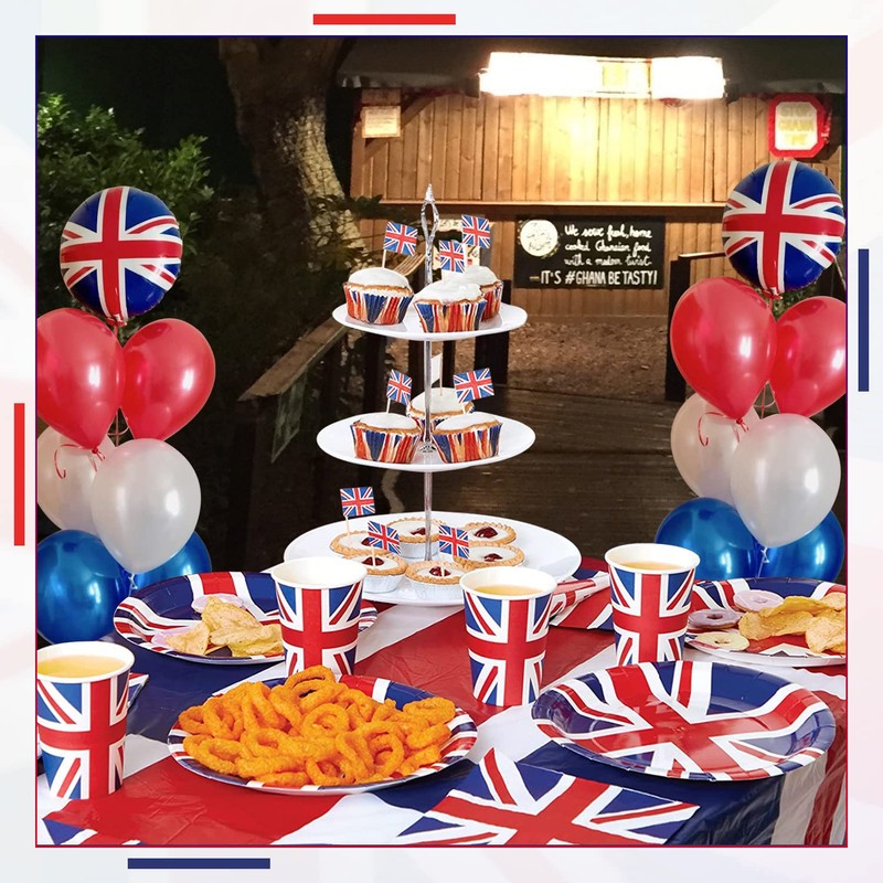 WedDecor Union Jack Paper Plates, King Charles III Coronation Royal