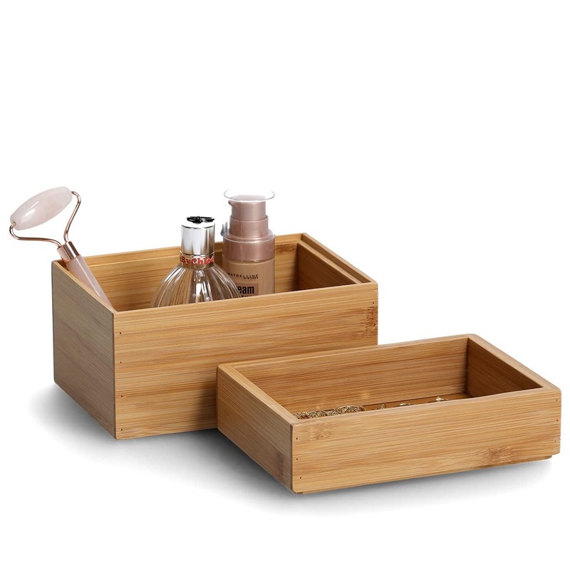 Zeller 13319 Organiser Box Set of 2 Bamboo Approx. 17