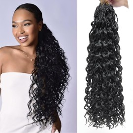 Gogo Curl Crochet Hair 18 Inch 8 Packs Curly Crochet Hair for Black Women Pre-Looped Deep Wave Crochet Hair Natural Water Wave Curly Beach Curl Crochet Hair Curly Braiding Hair Extensions(1B)