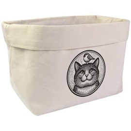 Large 'Funny Cat & Bird' Canvas Organiser/Storage Bag (OR00030582)