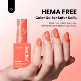 Beetles Coral Orange Gel Nail Polish, 8ML Hema Free Neon Light Orange Gel Polish Passionate Fireworks Summer Gel Polish Soak Off UV Colorful Bottle Nail Art Manicure Gift for Women