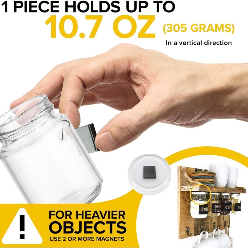 Strong Ceramic Square Magnets With Adhesive Backing (1x0.2"/25x5mm, 48 pcs)