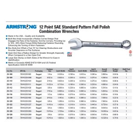 Armstrong 25-119 - 19/32" 12 Pt. Std Combination Wrench Full Polish - USA