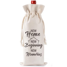 GiftoBi Housewarming Wine Gifts Bag - 2025 New Home Present for Women Men Cool Closing Gift for Homeowner Couple Buyers from Realtor, Fresh Beginnings Congratulations to Newlywed Family Neighbor