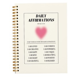 JWVK Daily Affirmations Preppy Pink Aura Heart Notebook,Trendy Positive Affirmations Inspirational Notebook Journal for Teen Girl Work Office School Student Teacher,Hardcover Spiral Notebook 5.5x8.3