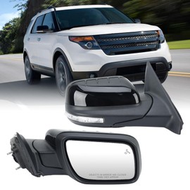 MOFOAP Right Passenger Side Door Mirror Compatible with Ford Explorer 2011-2015 Mirrors with Power Glass Heated with Turn Signal Light Puddle Lamp Blind Spot Detection Textured Black (9 Pins)