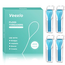 Floss Threaders, 400 Count Threaders for flossing, Dental Floss Threader for Braces, Bridges, Implants, Permanent Retainer (Pack of 4)