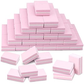 Mini bloques de pulidor de uñas, grano 100/180, bloque esponja para pulir y lijar, lima, herramientas de manicura a granel, 50 unidades (rosa)