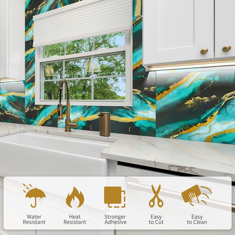 10-Sheet Peel and Stick Kitchen Backsplash Tiles,Waterproof Self Adhesive Marble