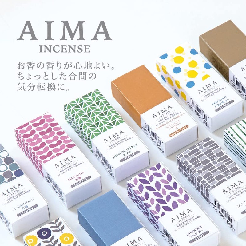 FUJIEI AIMA Incense Relax Set, Hinoki, Lavender, Osmanthus Incense Holder