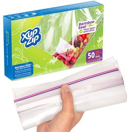 XupZip Freezer Bags – Half Gallon Size (2.27L) Large Bamboo Seal Food Bags – Heavy-Duty Quart Plastic Freezable, Sealable & Easy To Open Food Bags - Hefty, Reusable, BPA-Free Sandwich Bags