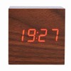 6x6x6cm Wooden Electronic Digital Alarm Desk Clock Temperature LED Display