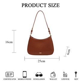 YingStar Shoulder Bag Women PU Leather Small Handbag Ladies Girls Underarm Bag Crescent Bag Y2K Bag Zipper Half Moon Bag Dumpling Crossbody Bag Retro Small Shoulder Bag Women Cross Body Bag (Caramel)
