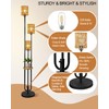 ACOHOOK 63IN Dimmable Floor Lamp with Shelf, Black Rattan Tall