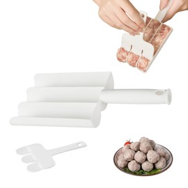 Triple Meatball Maker, Non-Stick Meatball Maker Kitchen Cooking Tool with Chopping Spatula, Creative Meatball Mould for Sorbet, Rice Balls, Fish Balls