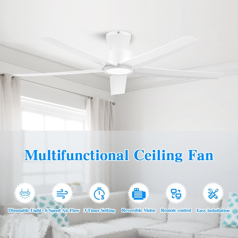 ocioc 52 Inch Ceiling Fans with Lights, Large Air Volume