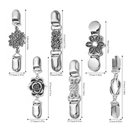 Sixfolo Pack of 6 Sweater Clip Metal Cardigan Clip Sweater Cardigan Clips Silver Vintage Collar Scarf Pin Collar Dress Clips for Women and Men Blouse Cardigan Dresses Scarf Jacket