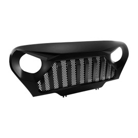 IBESTWOLF Matte Black Front Grill Grille with Mesh for 1997-2006 Jeep Wrangler TJ, Front Grille Cover Replacement for Gladiator Angry Bird