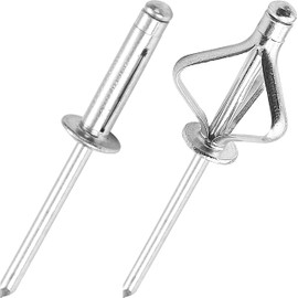 JIANDAXIN 50Pcs Tri-Fold Aluminum Blind Rivets,Tri Grip Exploding Assortment Bulb Style Pop Rivets for Automotive, Soft or Plastic Materials (Silver, 1/8"x25/32")
