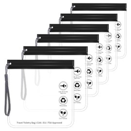 Zip Bag Aeroplane Liquids Bags 6 Packs 20 x 20 cm, TSA Approved 1 Litre Aeroplane Hand Luggage, Travel Holiday Must Have, Waterproof and Leak-Proof with Handle, Air Travel Accessories