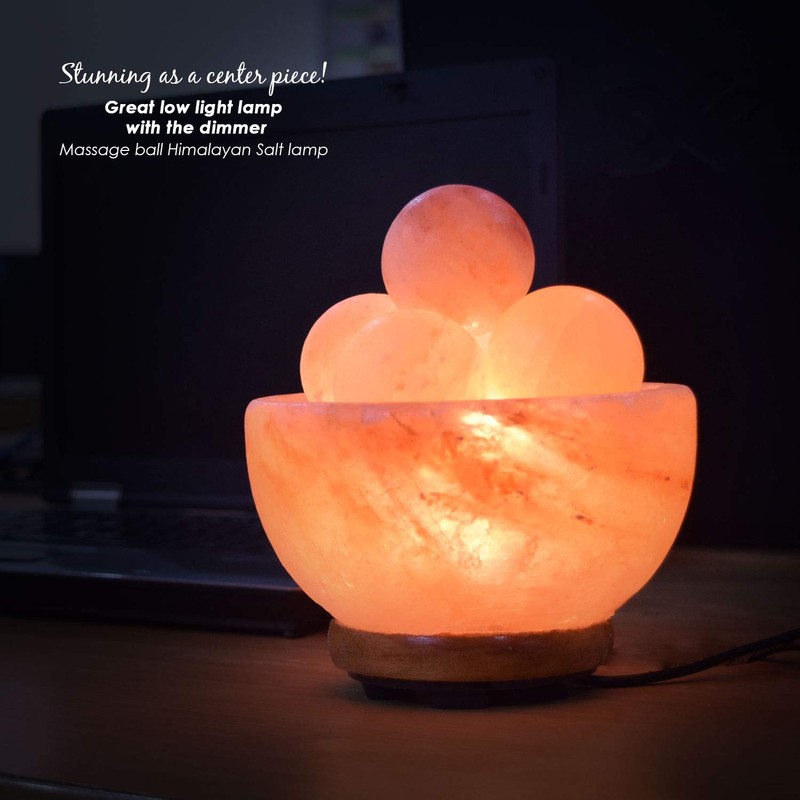 Himalayan Glow Pink Salt Lamp with 5 Stone Massage Balls,