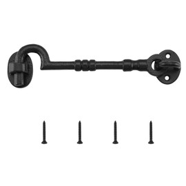 WellMade 6" Hook and Eye Latch for Door, Rust-Proof Door Latch, Privacy Hook Lock for Doors, Gate, Barn, Cabin, Window with 4 Screws (1 Pack, Black)