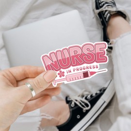 (3Pcs) Nurse in Progress Sticker, Funny Sticker ER RN Medical Healthcare Stickers, Nursing Vinyl Decal, Mental Health Bumper Decals - Stickers for Kindle Laptop Water Bottle Phone Hard Hat 3"
