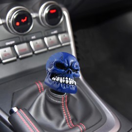 Bashineng Skull Shift Knob Transmissions Gear Shifter Stick Handle Shifting Lever Fit Most Manual Automatic Cars Truck SUV (Blue)