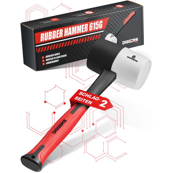 Diggers Tools Rubber Hammer White/Black 450 g [Allrounder 2-in-1 Function]