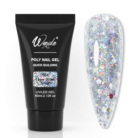Poly Gel Wenida 60ml Nail Extension Gel Laser Sliver Glitter Nail Builder Gel Nail Enhancement Gel Set for Home DIY Nail Manicure Art