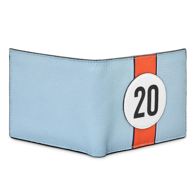 Yoshi Race Car Livery #20 Men's Leather Wallet, Genuine Blue