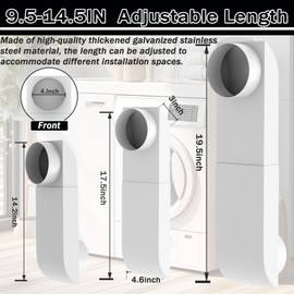 4" Periscope Dryer Vent, Adjustable Distance from 9.5"-14.5", Tight Space Dryer Vent Kit for Whirlpool, Stainless Steel Flat Dryer Vent Duct, Telescoping Vent Kit for Dryers Laundry Room