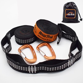 Anortrek Hammock Straps Set of 2 Heavy Duty (226 kg / Sling) I 2.5 m Tree Straps with 6 Loops & 2 Carabiners I Swing Attachment Camping (2.5 m with 2 Carabiners with Wire Gate)