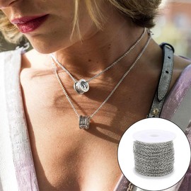 2 Pcs Metal Silver Link Chains,Iron Bulk Curb Chain,Craft Jewelry Chain,10 Yards