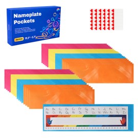 Nameplate Pocket, Name Tag Pockets for Desks, 19.3" x 5.7" Non-Woven Fabric Adhesive Clear Nametag Sleeves Covers for Student Desks, Classroom Suppliers (36 PCS)