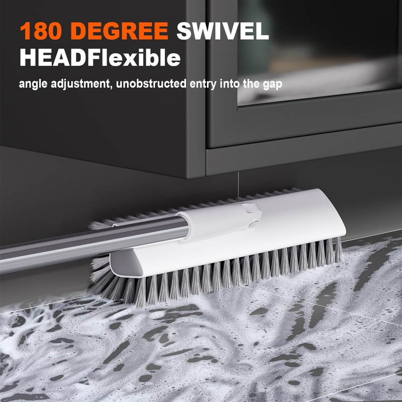 Floor Scrub Brush with Long Handle, Heavy-Duty Tile and Shower