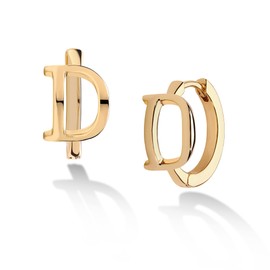 Fettero Women's Men's Initial Hoop Earrings, 14k Gold Plated, Hypoallergenic Metal, Foldable, Catchless, Ring Earrings, Jewelry, Birthday Gift, Popular Binaural Set, Unisex, Letter A-Z, Metal, No
