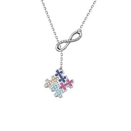 BNQL Autism Awareness Puzzle Lariat Necklace Motivational Autism Gift (Y necklace)