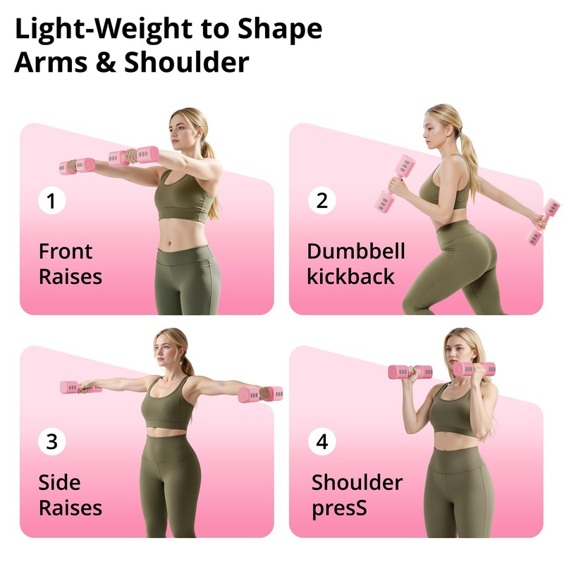 Adjustable Dumbbell Set of 2, 4 in 1 Free Weights