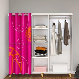 Basketball Doorway Curtain Privacy 1 Panel, 52"x80" Kids Basketball Court 30%-50% Blackout Insulated Thermal Curtain Gaming Sports Door Cover Curtain Sports Theme Rose Window Treatments Room Decor