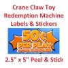 vendinglabels.com Crane Claw candy vending machine Labels Sticker Decal Price