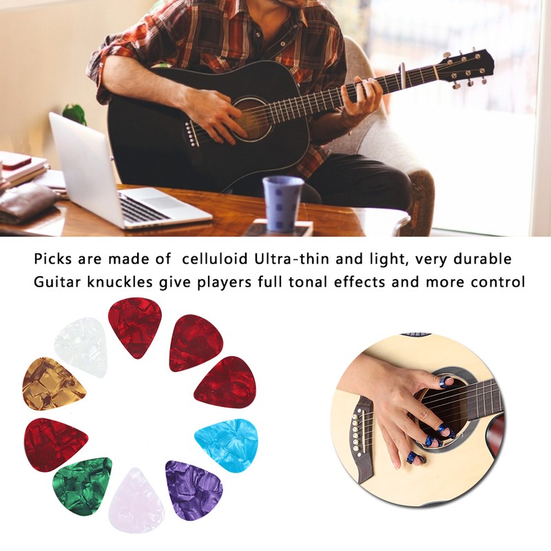 Guitar Accessories Kit 10 Celluloid Pick 4 Guitar Slider 8