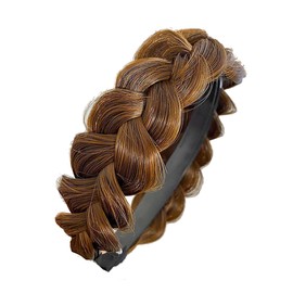 XXFBJNMD Non-slip headbands 3 strands Synthetic Hair Plaited Headbands Braid With Teeth Hair Band Accessories Messy Vintage Braid Headbands for Wedding Party Dating Dinner Ladies and Girls