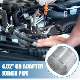 A ABSOPRO Car Adapter Joiner Pipe Universal 102mm 4.02" OD 76mm 2.99" Length Connector Tubing Adapter Aluminum Alloy Silver Tone (Set of 2)